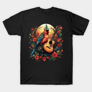 Cardinal Bird Playing Guitar T-Shirt